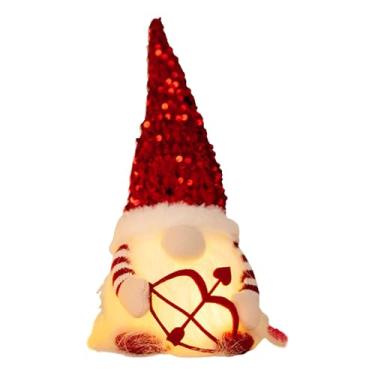Imagem de Gnomo iluminado do Dia dos Namorados, Gnomos de pelúcia com luz LED - Boneca Gnomo LED iluminada,Gnomos de luz decorações do dia dos namorados para mesa de estudo, sofá, mesa, estante, cabeceira