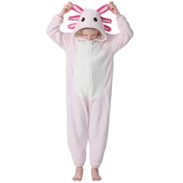 Imagem de Cat Costume Kids Halloween Animal Onesie for Girls Boys (Pink Axolotl, X-Large(11-12 Years))