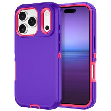 Imagem de I-HONVA Capa para iPhone 17 Pro Max à prova de choque à prova de poeira/queda, 3 camadas, proteção total [sem protetor de tela] Capa resistente para Apple iPhone 17 Pro Max de 6,9 polegadas, azul