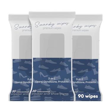 Imagem de Lenços limpadores de sapatos Swanky – Limpador de couro e tênis, remove sujeira, sujeira e manchas, sola de sapato rápida e fácil e toalhetes de limpeza de botas, suprimentos essenciais de limpeza de