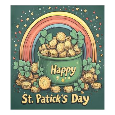 Imagem de Blueangle Dia de São Patrício Moedas de Ouro Arco-íris Capa Magnética para Lava-Louça, Decoração Frontal de Lava-Louça, Decalques de Armário Doméstico, Adesivos de Eletrodomésticos, 58 cm C x 66 cm