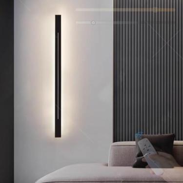 Imagem de GZZBMY Lâmpadas de parede LED Interior moderno Alumínio Iluminação de parede longa com controle remoto Lâmpada de parede regulável Lâmpada de corredor para quarto sala de estar escada 3000K-6500K