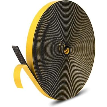 Imagem de Faixa de vedação de porta de decapagem climática, fita de espuma autoadesiva, tira de vedação contra clima, para vedação de lacuna, 1,27 cm x 1,27 cm x 8,5 m, preta