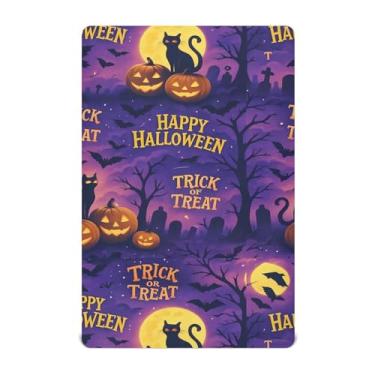 Imagem de Wassud Lençóis de berço respiráveis de Halloween Pumpkins Moon, Capas de colchão de berço de 68 x 99 cm, neutros para meninos e meninas (serve para berço padrão e pacote e brincadeira)