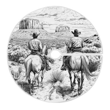 Imagem de Qilmy Saia de árvore de Natal caubói do deserto ocidental 90 cm, camurça para árvore de Natal, adequada para decoração de armário em ambientes internos e externos, festas, escritórios, lojas