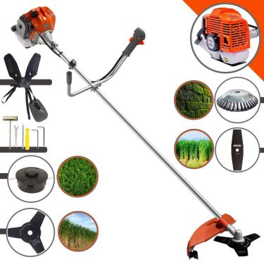 Imagem de Roçadeira Profissional Tekna RL430ACNTK À Gasolina 43cc 1,7HP 9.000rpm Com Carretel Nylon + Faca 3 Pontas + Faca 40 Dentes + Escova Rotativa de Aço