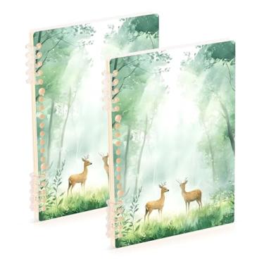 Imagem de Burbuja Cadernos com nome, papel pautado universitário A5 com 60 folhas, fichário para escritório, 2 unidades