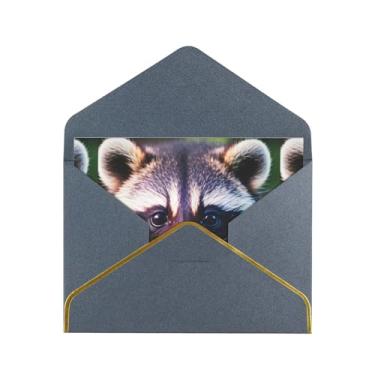 Imagem de SKKNT Carinha de guaxinim 1 cartões de felicitações impressos para todas as ocasiões, convites de festa de aniversário de casamento, 12,7 x 15,2 cm