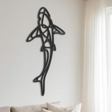 Imagem de Placa Decorativa em MDF 6mm Tubarão Aplique de parede 60cm para Escritório Sala Quarto