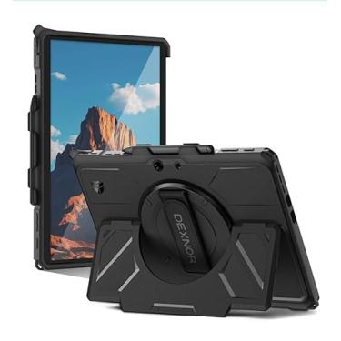 Imagem de Dexnor Capa para Microsoft Surface Pro 11/10/9 de 13 polegadas 2024/2022, capa protetora robusta com alça de mão giratória de 360°, suporte grande, protetor de tela e suporte de caneta à prova de