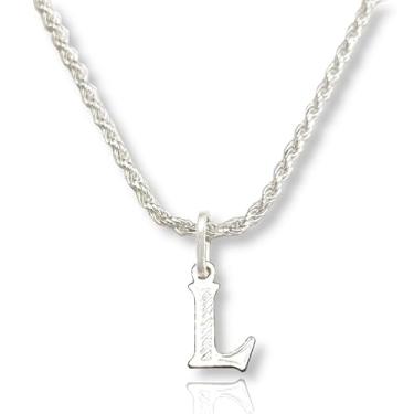 Imagem de Colar Cordão Baiano Prata Maciça 925 C/Pingente Letra (L)