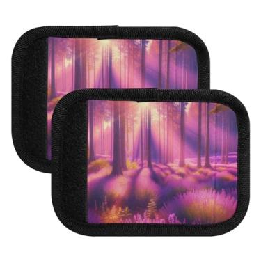 Imagem de Capa protetora de alça antiderrapante para bagagem de lavanda floresta, marcadores de bagagem para mala de viagem no aeroporto, mala de viagem, mala, carrinho, pacote com 2