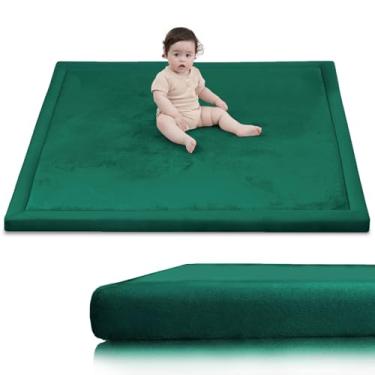 Imagem de Huloo Sleep Tapete de brincar de bebê para chão, 3,3 cm de espessura, elasti-espuma 50 x 50 tapetes para crianças pequenas, repelente de água, veludo coral macio, altura da barriga, tapete