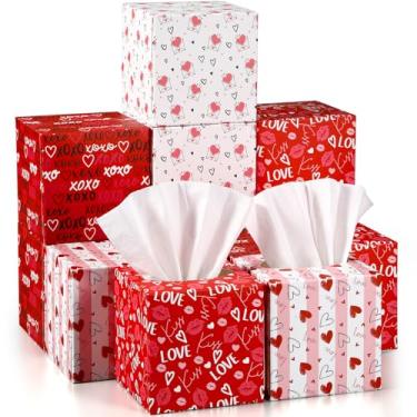 Imagem de Fuyoooo Pacote com 12 lenços faciais para o dia dos namorados, caixa de lenços de coração vermelho para banheiro, quarto, bancada, mesinhas de cabeceira, mesa (12 pacotes com 50)