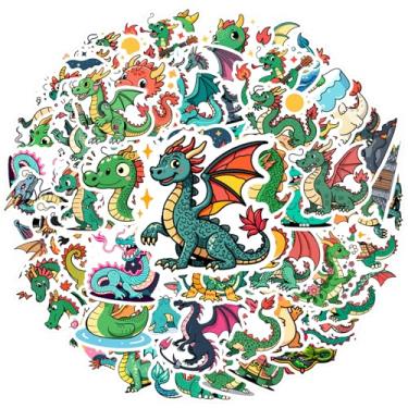 Imagem de 70 peças de adesivos de papelaria fofos de fantasia de dragão de brinquedo adesivos coloridos de grafite para guitarra, laptop, capacete, skate, faça você mesmo, telefone, guitarra, laptop, notebook
