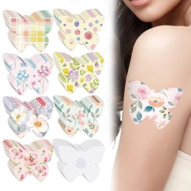 Imagem de JarThenaAMCS 40 peças de adesivo de borboleta para Freestyle Libre 2 e 3 flores pré-cortadas, tecido elástico floral sem cola na capa do sensor central para monitor contínuo de glicose