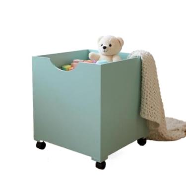 Imagem de Caixa organizadora lisa de brinquedos com rodas em MDF bau organizador(Verde)