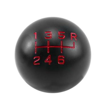 Imagem de RYANSTAR RACING Manípulo de câmbio de alumínio ponderado 200 g, preto/vermelho embutido 6 velocidades, bola de câmbio manual de 6 velocidades, rosca clássica 3/8-16 compatível com hastes de câmbio