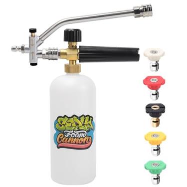 Imagem de Acessório de conector duplo de canhão de espuma, conector rápido de 1/4 polegada, 5 pontas de bocal de lavagem de pressão para lavadora de pressão, pulverizador de espuma ajustável para lavagem de
