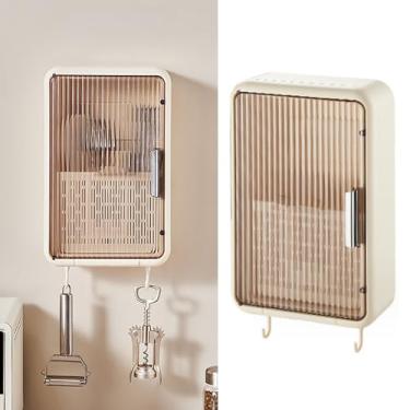 Imagem de aqxreight Porta de Pauzinha Montada na Parede Com Orifícios de Drenagem e Tampa para Armazenamento de Utensílios de Cozinha Em Cor Creme (Creme)