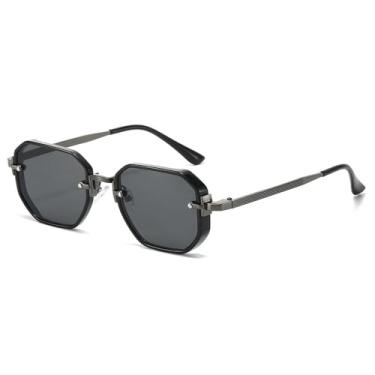 Imagem de Óculos de Sol UV400 - Armação Pequena Estilo Punk com Lentes Degradê em Metal para Homens e Mulheres, Ideal para Esportes ao Ar Livre, Corrida e Ciclismo, Cor Preto Chumbo