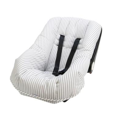 Imagem de Capa para Bebê Conforto Ajustável Listrado Cinza, Biramar Baby, Cinza