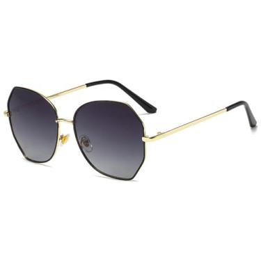 Imagem de Óculos de Sol Unissex com Lentes Degradê em Metal, Proteção UV400, Ideais para Esportes ao Ar Livre, Corrida e Ciclismo, nas Cores Dourado e Cinza.