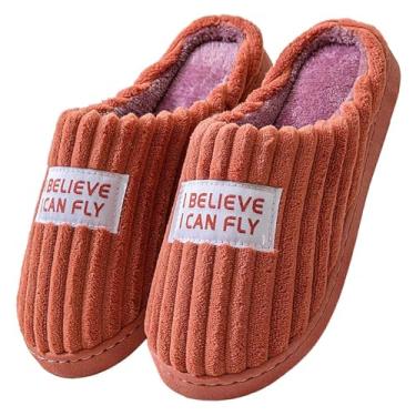 Imagem de Pantufas femininas aconchegantes para uso interno com sola grossa e design fofo para conforto quente no inverno, Vermelho melancia, 35