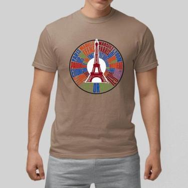 Imagem de Camiseta Masculina Algodão Premium Paris 03 - Cwb, Caqui, G, Masculino