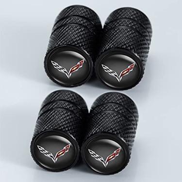 Imagem de Tampas de haste de válvula de pneu com vedação de vedação de substituição para Corvette C1 C2 C3 C4 C5 C6 C7 C8 Racing 1LT 2LT 3LT Tampas de válvula de pneu resistentes à corrosão, pacote com 4