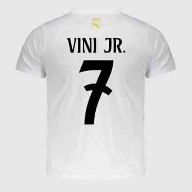 Imagem de Camisa Real Madrid Soft Juvenil Branca 7 Vini Jr - Balboa, 14 ANOS