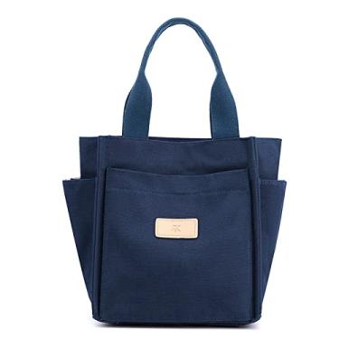 Imagem de CORIOS Bolsa de ombro feminina, casual, de lona, bolsa feminina com alça superior, Azul escuro