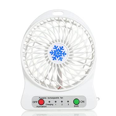 Imagem de Ventilador de Luz LED Portátil Recarregável para Mesa com Carregamento USB Ar Condicionado Função Iluminação Regulação 3 Modos Resfriamento
