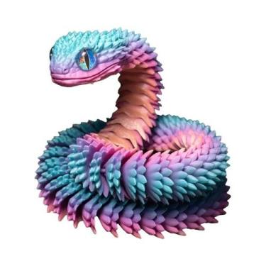 Imagem de Figurinha De Cobra Impressa Em 3D Com Olhos Coloridos Aleatórios E Jun