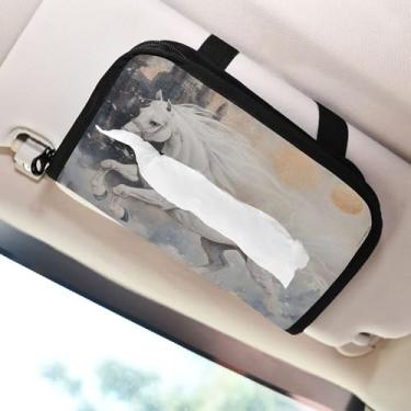 Imagem de SEHANY Suporte de lenços de carro Majestic Horse, caixa de lenços para carro, viseira solar, porta-guardanapos retangular, dispensador de máscara de carro, caixa de lenços de papel para automóveis