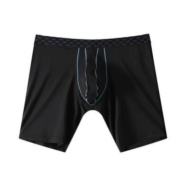 Imagem de Shorts Boxer Masculinos Em Seda Gelada Respirável Com Bolso Convexo Em