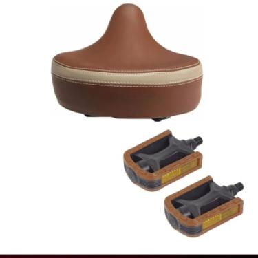 Imagem de Kit Bicicleta Retrô Vintage Selim Mola Pedal Manopla Couro(SELIM/PEDAL)