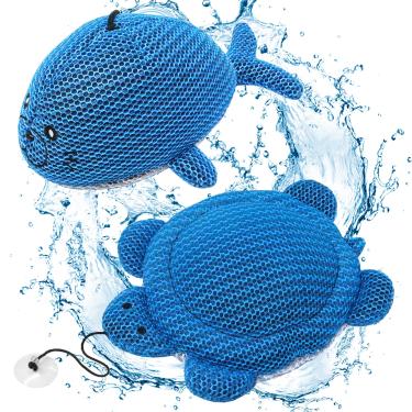 Imagem de Dakytoo Pacote com 2 esponjas absorventes de espuma de hidromassagem Turtle & Seal - Limpador reutilizável de spa com absorção de óleo com design de favo de mel 3D, acessórios de banheira de