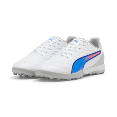 Imagem de PUMA Chuteiras masculinas de futebol, 24 cores outono/inverno PUMA branco/azul/cinza claro liso (02), 28.0 cm