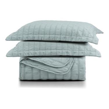 Imagem de Kit Colcha Cobre Leito Plissê Casal Seersucker Premium 3 Peças Maciez 