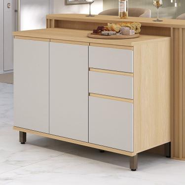 Imagem de Balcao de Cozinha 100 MDF 3 Portas e 2 Gavetas Com Tampo 120cm Aura Luciane Moveis