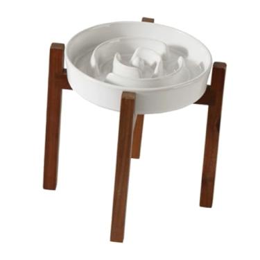 Imagem de Cryfokt Tigela Elevada para Cães Com Alimentação Lenta, Prato de Comida de Cerâmica Labirinto Elevado Com Suporte, Tigela Elevada para Alimentação de Animais de Estimação (7,2 pol.)
