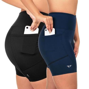 Imagem de Kit 2 Shorts ElementFit com Bolso Para Corrida Suplex Poliamida Feminino-Feminino