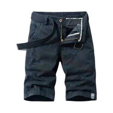 Imagem de Bermuda Cargo Camuflada Masculina Primavera Verão Casual Para Trabalho