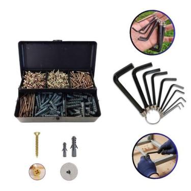 Imagem de Kit Parafusos Bucha Ferramenta Chave Allen reparos casa - Kompraki Onl