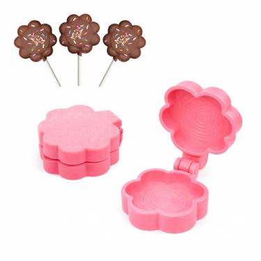 Imagem de Conjunto de prensa de molde pop de bolo de girassol, máquina de fazer bolo ABS, cortador e empurrador de bolo circular, kit de moldes de assar para festas, casamentos, fazer sobremesas em casa - rosa