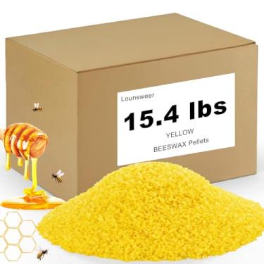 Imagem de Lounsweer Pellets de cera de abelha amarela de 7 kg, cera de abelha para fabricação de velas, corpo, faça você mesmo, protetor labial, sabão e loção suprimentos