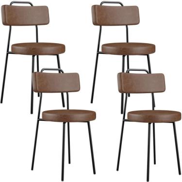 Imagem de Kit 04 Cadeiras Decorativa Estofada Para Sala De Jantar Barcelona L02 Couríssimo Marrom - Lyam Decor