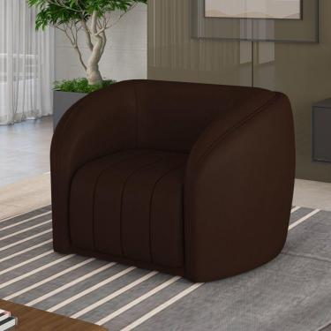 Imagem de Poltrona Decorativa Sala De Estar Adam Pu Marrom G45 - Gran Belo