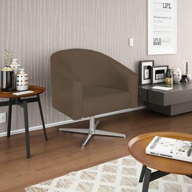 Imagem de Poltrona Decorativa Luiza Base Giratória De Metal Suede Marrom